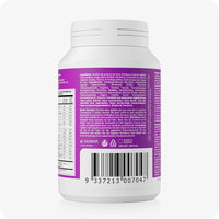 For Conceive Plus Couples Bundle Fertility Support | His/Her Deal (FR), image of women's fertility support supplement bottle rear view showing complete ingredients list and usage directions in French and Dutch, with visible barcode, manufacturing icons, and purple label design on a neutral white background.