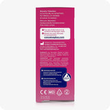 For Conceive Plus Fertility Lubricant Bundle (FR), side panel of 8x4g fertility lubricant applicators box showing patent details, company contact information, multilingual ingredients list in French, Dutch, and German and a blue SASMAR quality assurance badge alongside CE and recyclable packaging symbols.