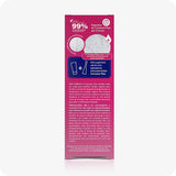For Conceive Plus Max Combo - Fertility Lubricant Bundle (PT), side panel of 75ml fertility lubricant tube box displaying Portuguese clinical usage instructions, sperm motility test visuals, and product pairing suggestion with pre-filled applicators on vibrant magenta packaging.