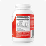 Conceive Plus Motility Support (FR) back panel displaying detailed supplement facts table in multiple languages, including nutritional breakdown of Vitamin D, Vitamin E, Zinc, Manganese, CoQ10, and proprietary herbal blend per two capsules, on a red and white bottle with visible ingredients list below.